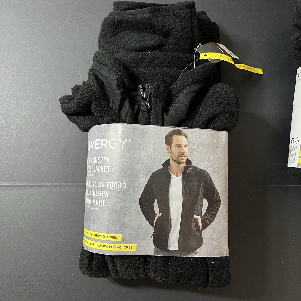Livergy Men's Sherpa Fleece Jacket Black Size XLarge 46/48 Outdoor Winter NWT